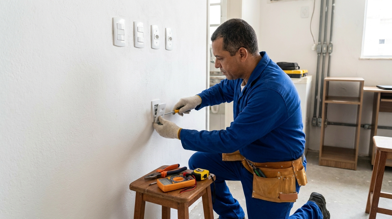 Instalação de tomada e interruptor profissional em Joinville‑SC